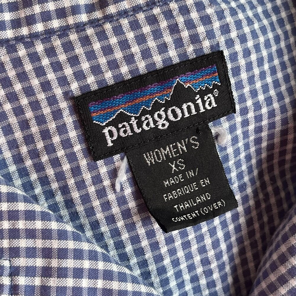 Patagonia vintage blue gingham sleeveless shirt XS - Picture 2 of 8